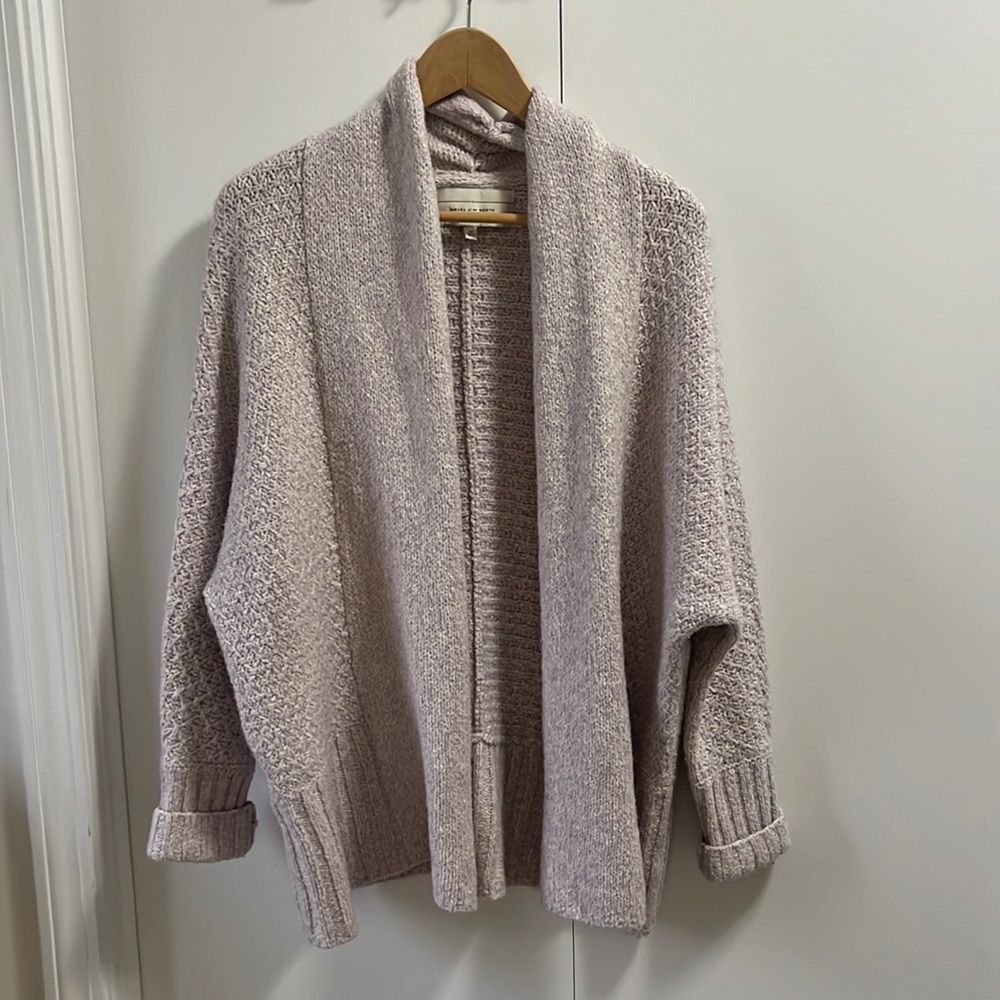 Women’s Anthropologie knit cardigan sweater, lilac color, XS runs oversized